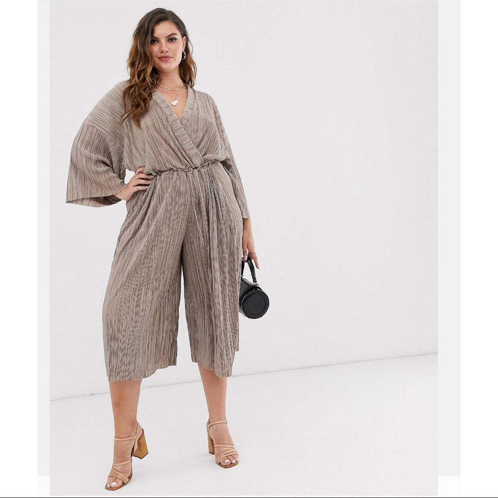 WORN ONCE! ASOS Wrap-front Jumpsuit with Toggle Tie in Crinkle Fabric
